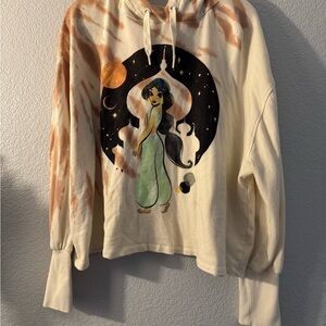 Women's Cream and Brown Graphic Hoodie